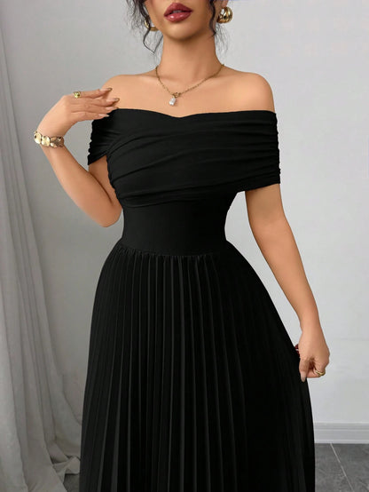 THE NOIR INFINITE DRAPE PLEATED DRESS
