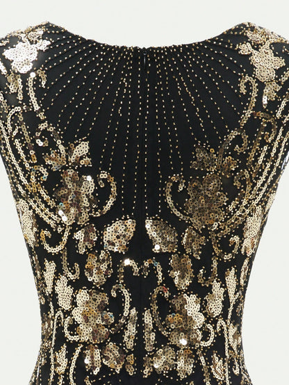 VINTAGE 1920s SEQUIN & FRINGE DRESS