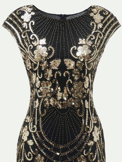 VINTAGE 1920s SEQUIN & FRINGE DRESS