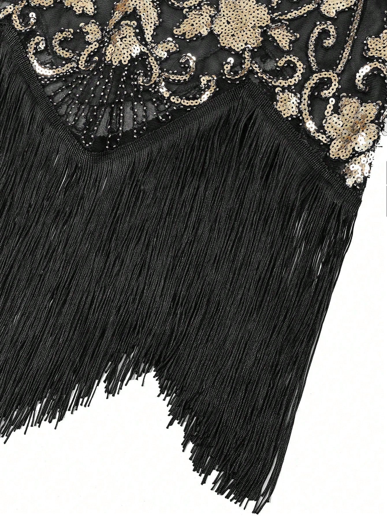 VINTAGE 1920s SEQUIN & FRINGE DRESS