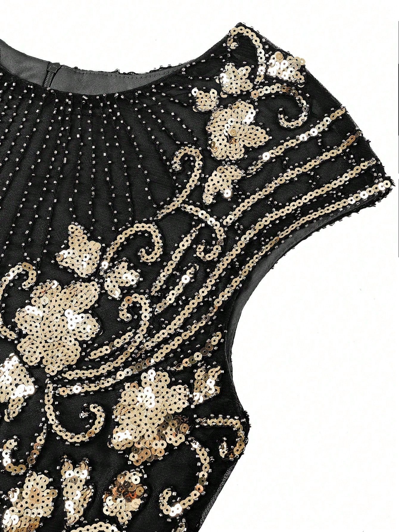 VINTAGE 1920s SEQUIN & FRINGE DRESS
