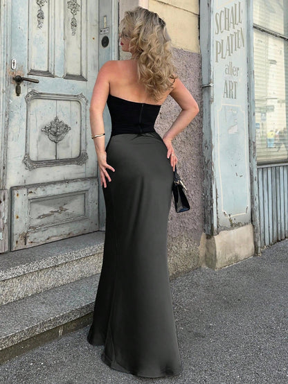 THE ELEGANT HIGH-WAIST SATIN MAXI SKIRT