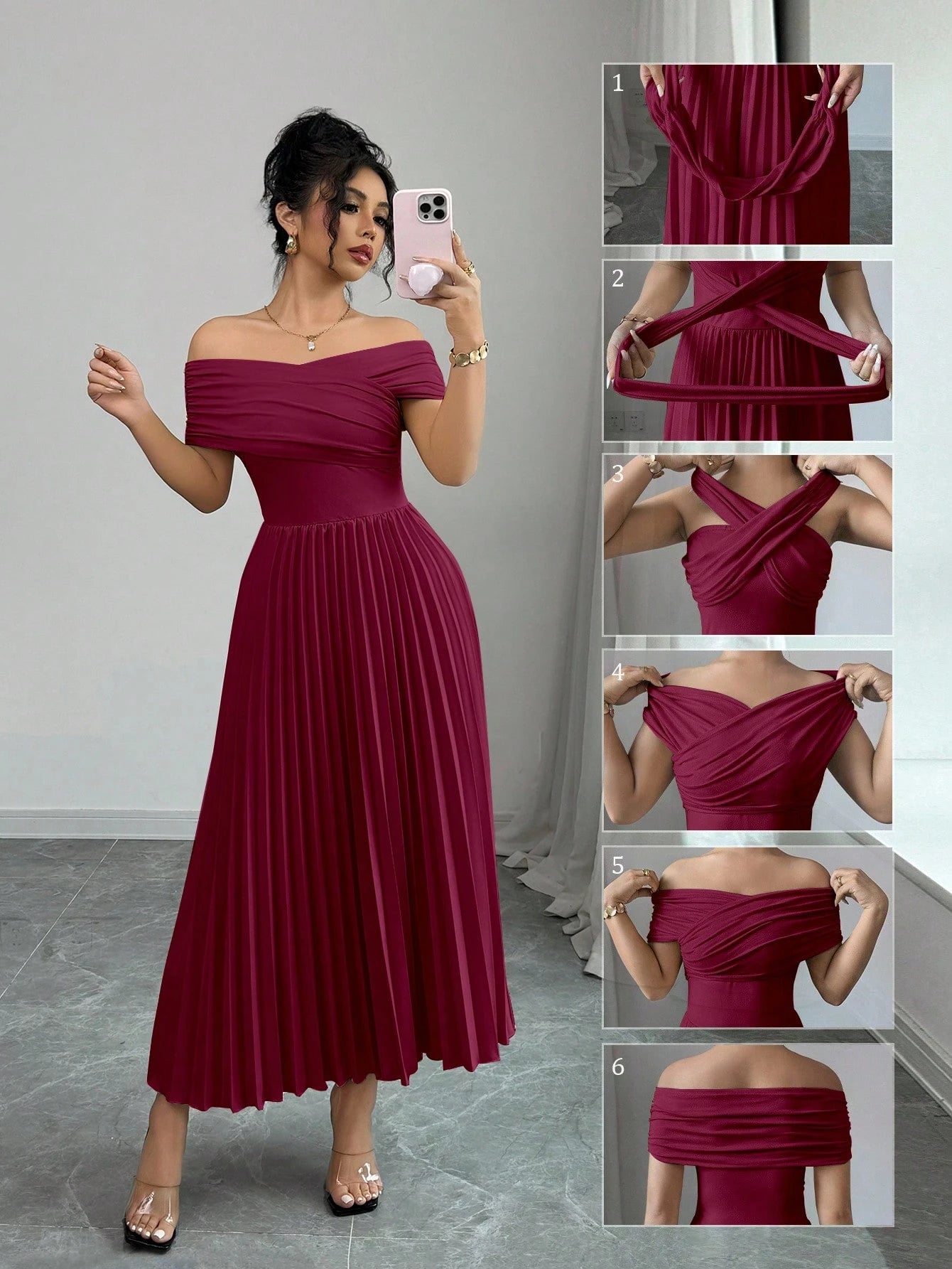 THE BORDEAUX INFINITE DRAPE PLEATED DRESS