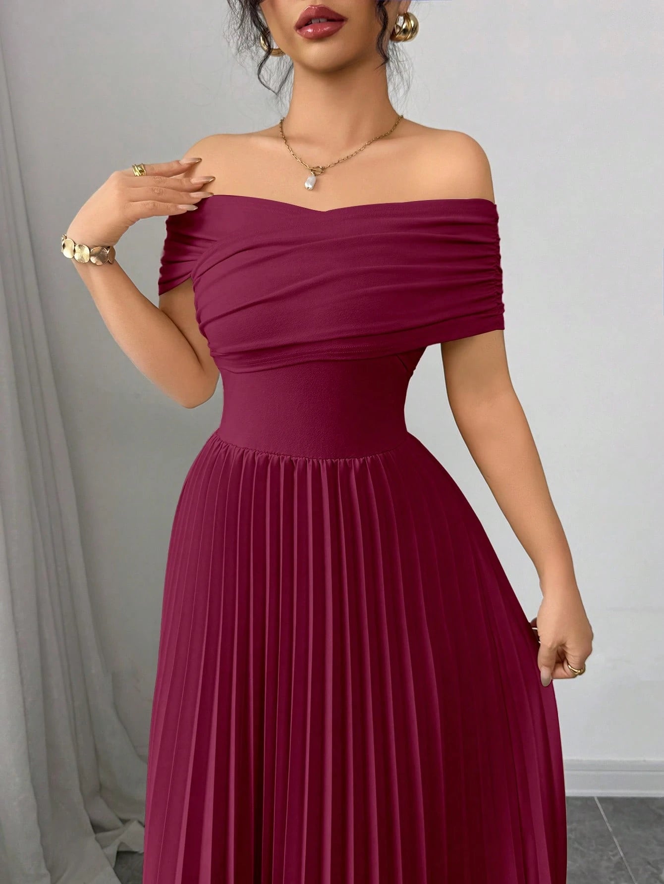 THE BORDEAUX INFINITE DRAPE PLEATED DRESS