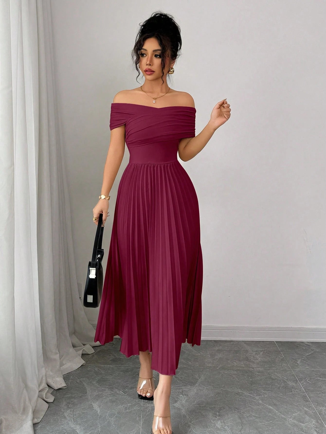 THE BORDEAUX INFINITE DRAPE PLEATED DRESS