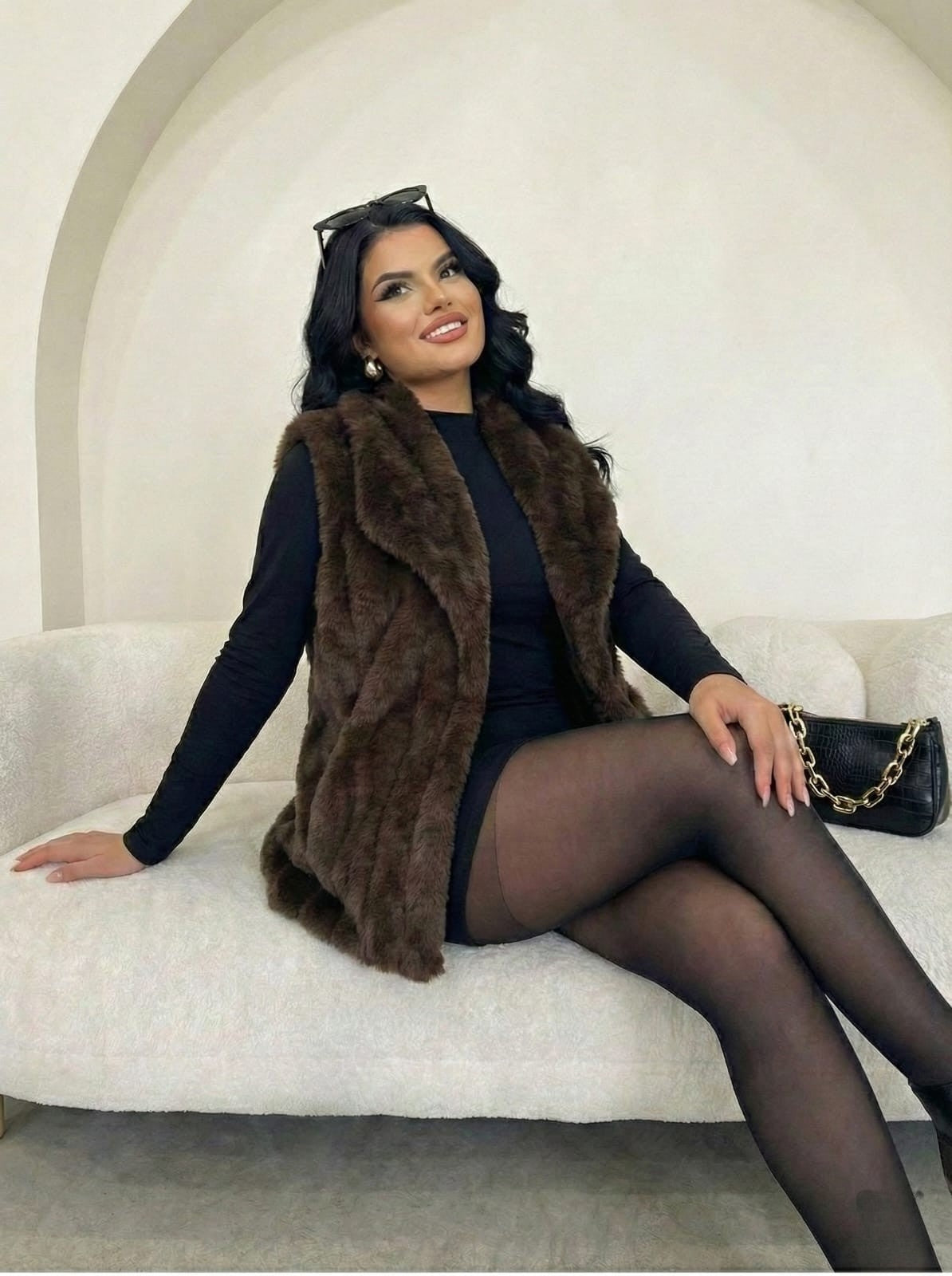 Turkish Faux Fur Belted Vest