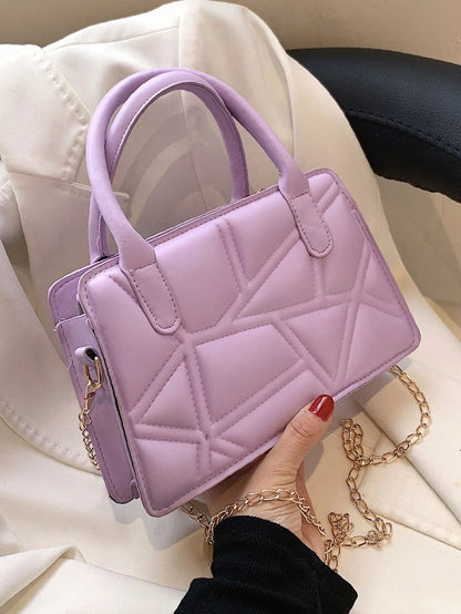 SHEIN Minimalist Geometric Quilted Square Chain Bag