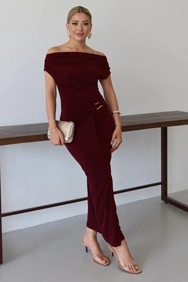 THE ROYAL PLEATED MAXI GOWN - Wine