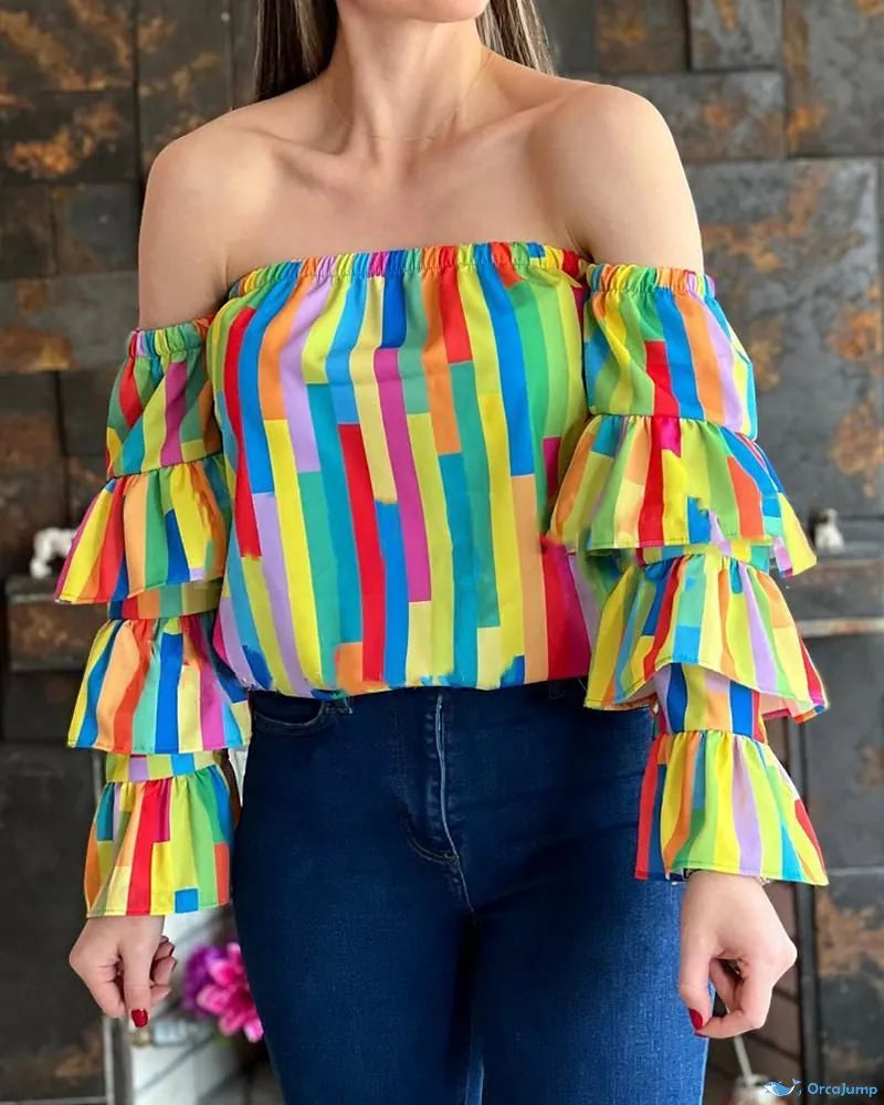 Off-Shoulder Top with Layered Sleeves