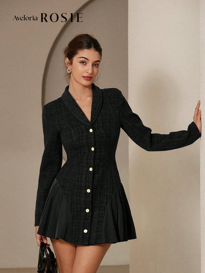 Aveloria Rosie Tweed & Chiffon Fit and Flare Mini Dress