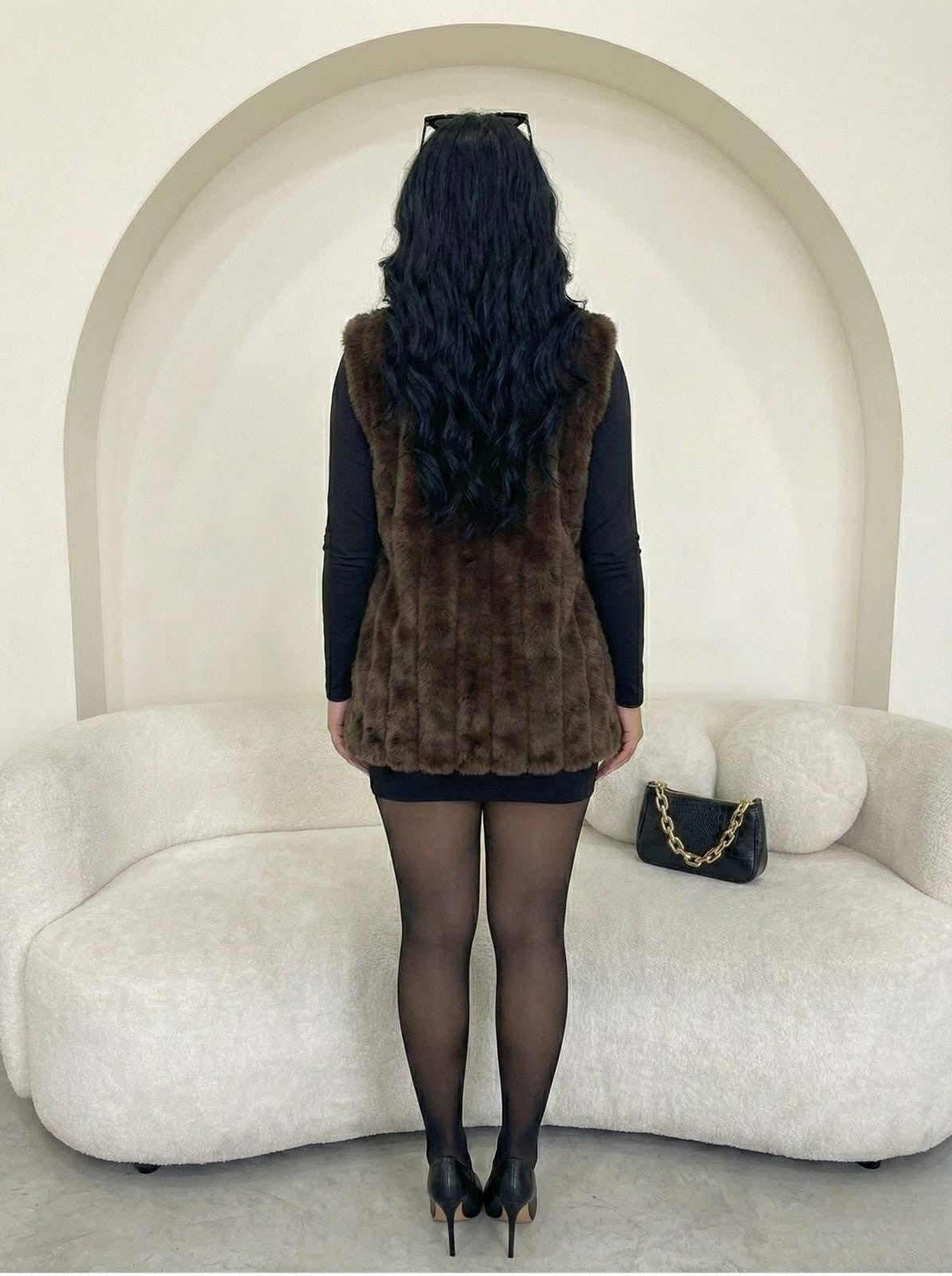 Turkish Faux Fur Belted Vest