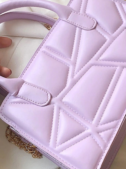 SHEIN Minimalist Geometric Quilted Square Chain Bag