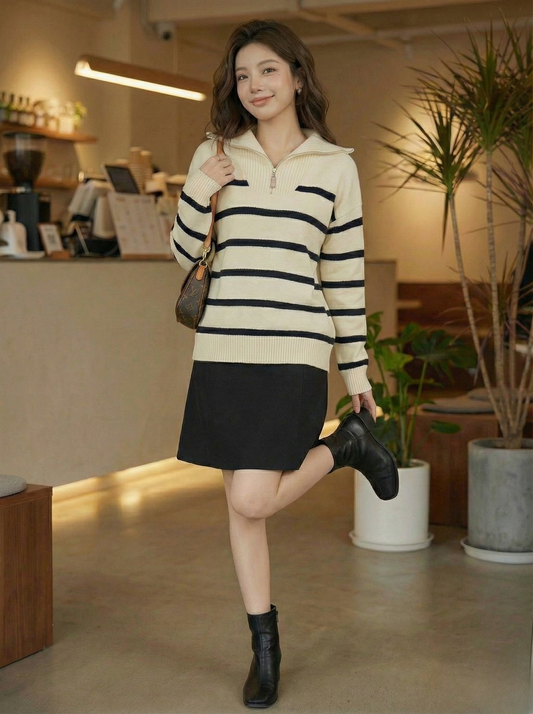 SHEIN Striped Oversized Knit Sweater