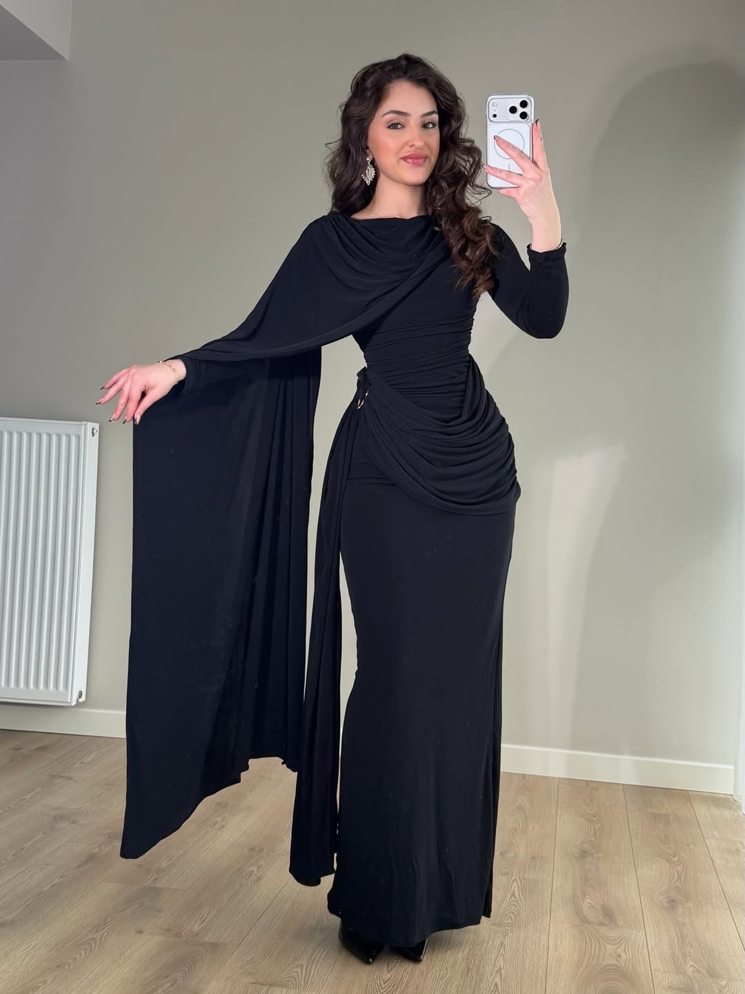 THE NOIR ROYALE DRAPED LYCRA GOWN