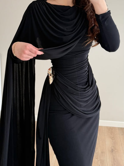 THE NOIR ROYALE DRAPED LYCRA GOWN