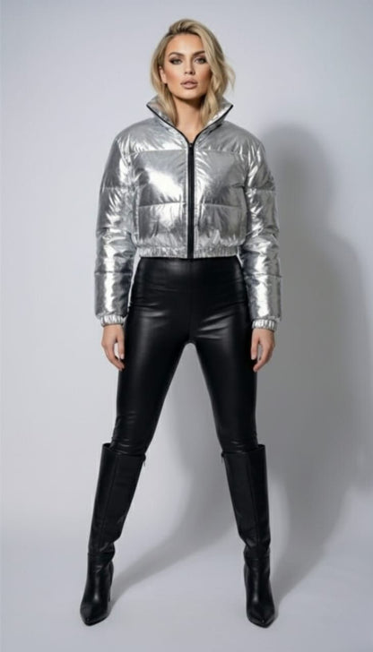 Turkish Metallic Silver Puffer Jacket