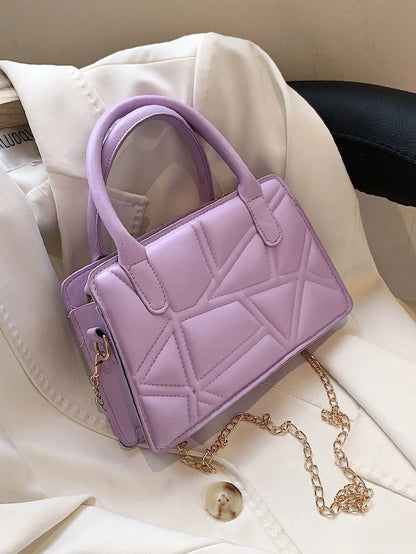 SHEIN Minimalist Geometric Quilted Square Chain Bag