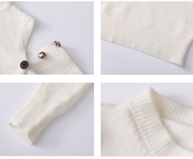 SHEIN Buttoned Cold Shoulder Knit Sweater