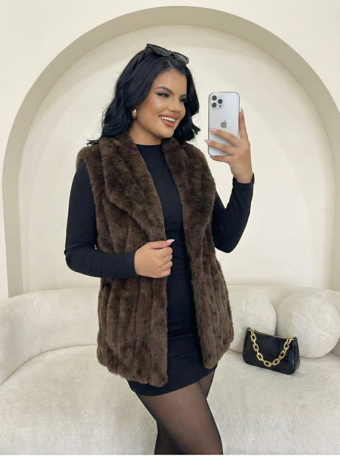 Turkish Faux Fur Belted Vest