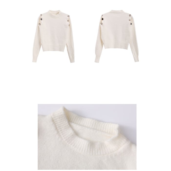 SHEIN Buttoned Cold Shoulder Knit Sweater