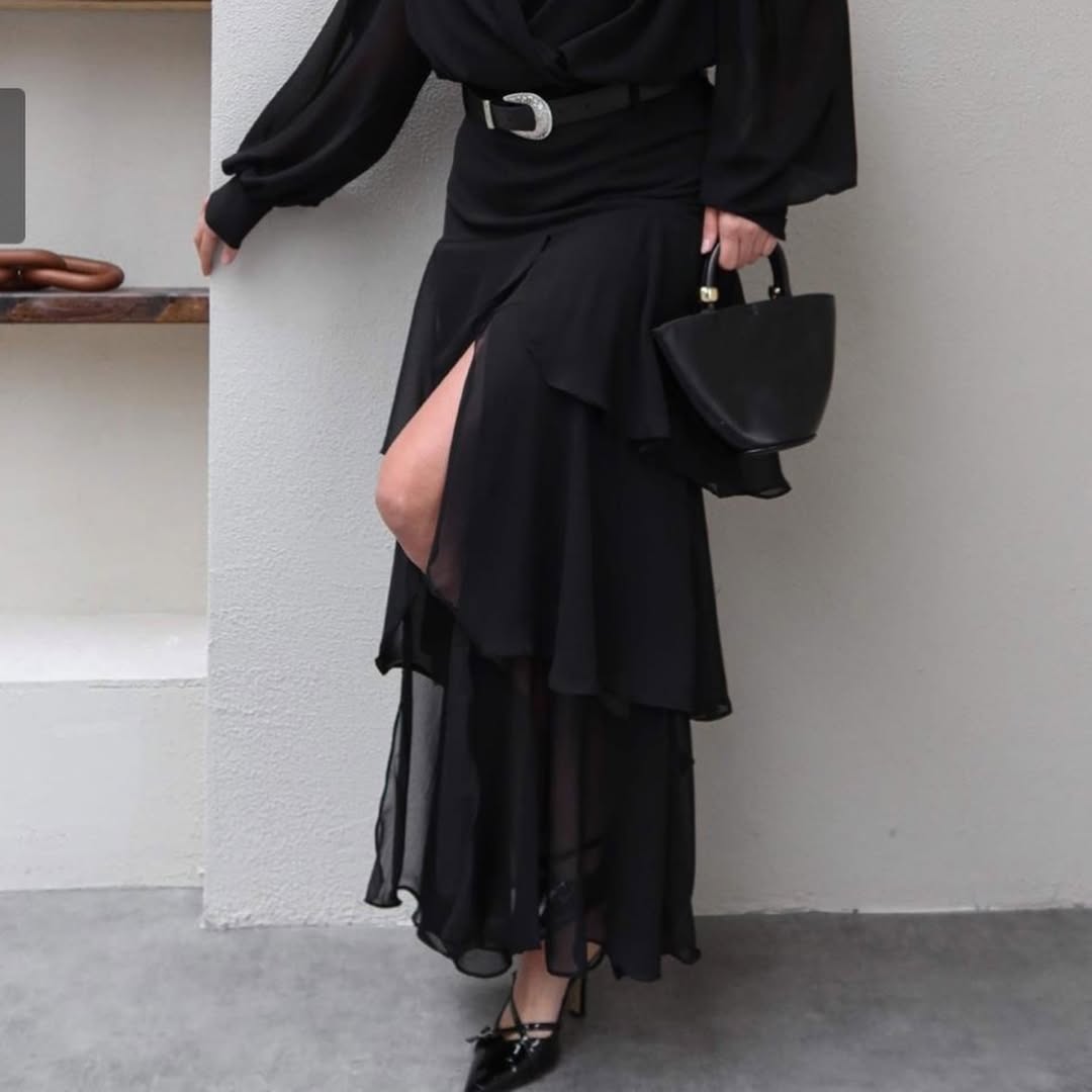 The Airy Chiffon Midi Skirt with Side Slit