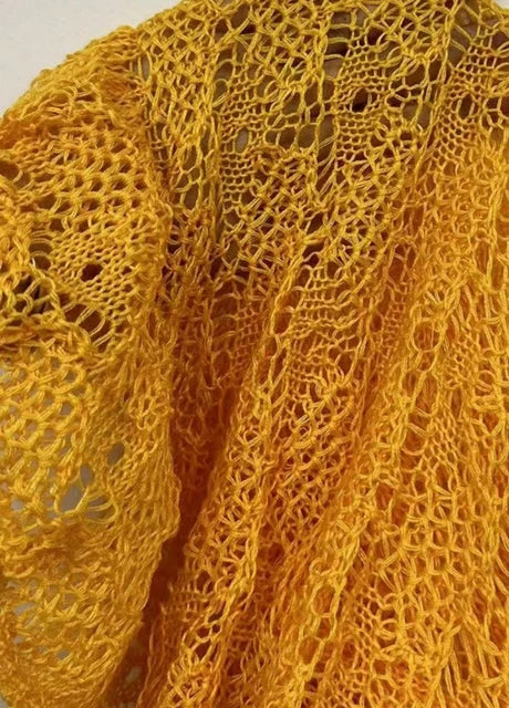 SHEIN Open Back Crochet Beach Dress – Yellow