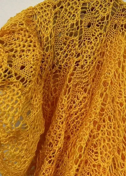 SHEIN Open Back Crochet Beach Dress – Yellow