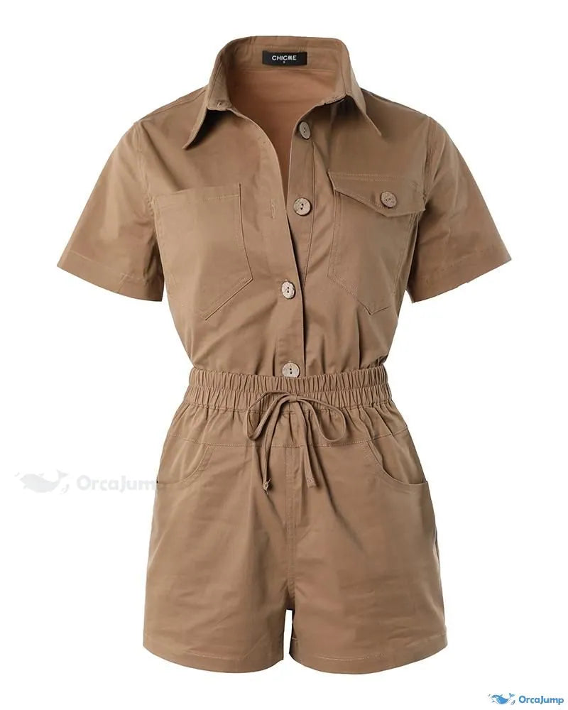 Stylish Buttoned Cargo Shirt & Drawstring Shorts Set