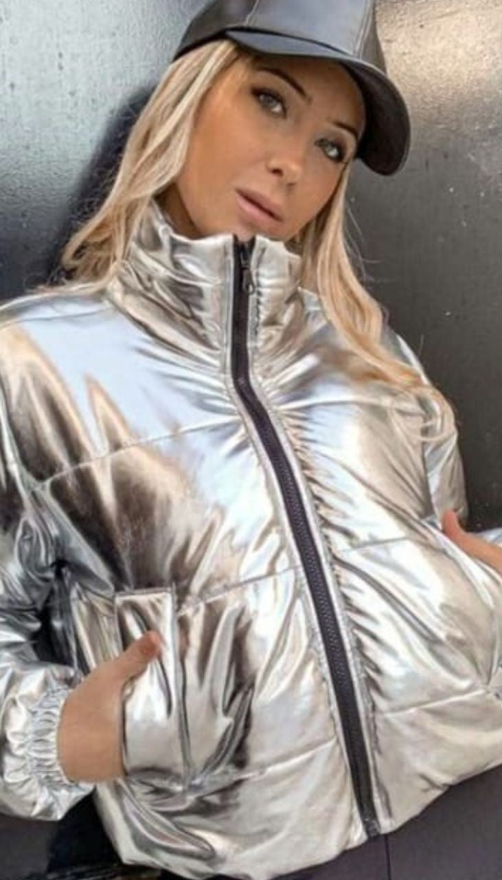 Turkish Metallic Silver Puffer Jacket