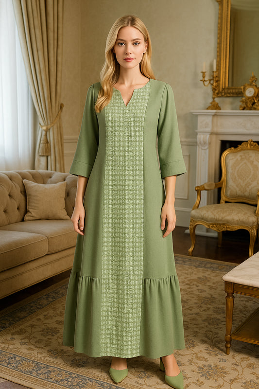 Al Najma Patchwork Long Sleeve Loose Dress