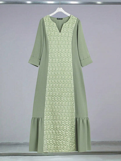 Al Najma Patchwork Long Sleeve Loose Dress