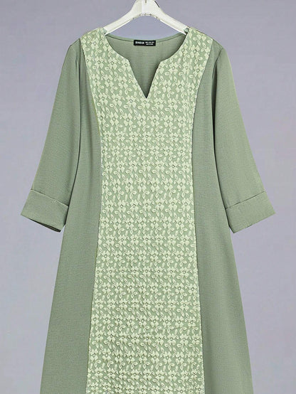 Al Najma Patchwork Long Sleeve Loose Dress