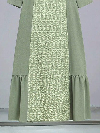 Al Najma Patchwork Long Sleeve Loose Dress