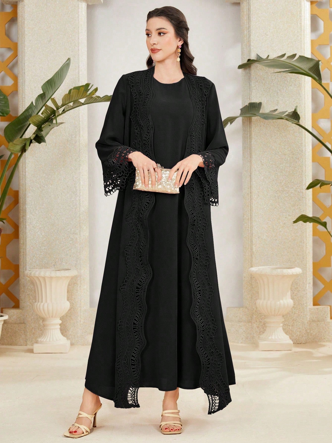 Shein Only – Open Black Lace Cardigan