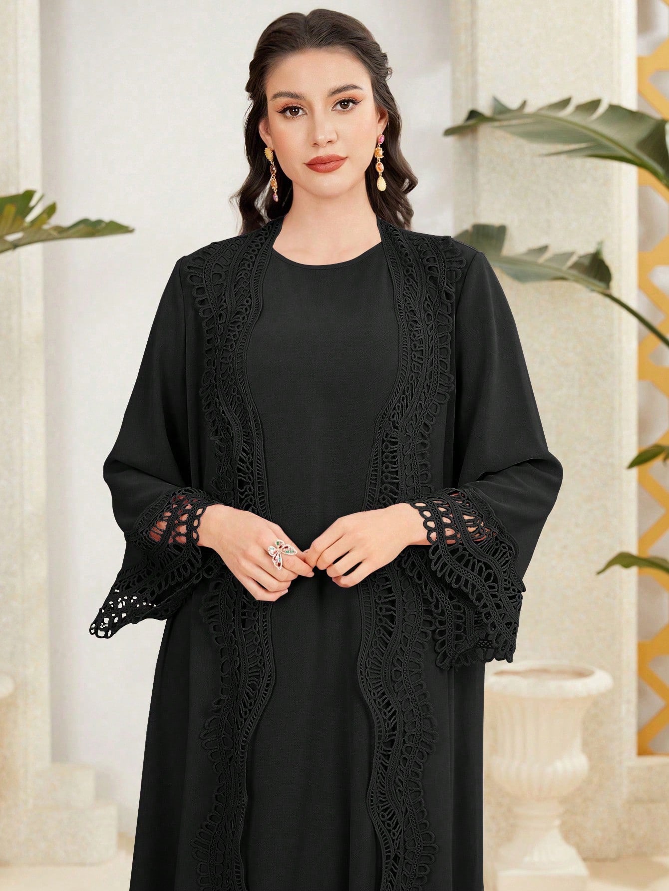 Shein Only – Open Black Lace Cardigan