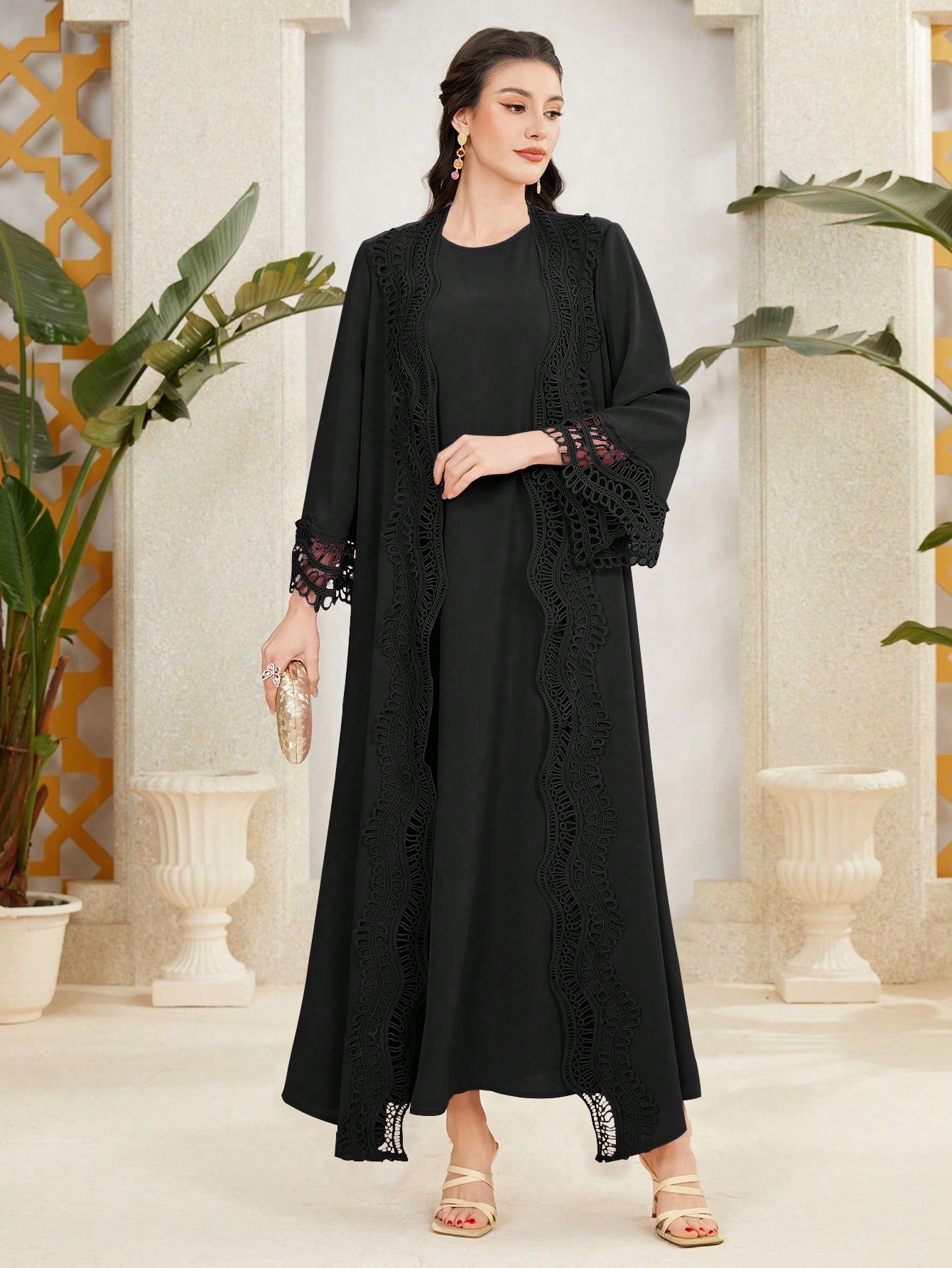 Shein Only – Open Black Lace Cardigan