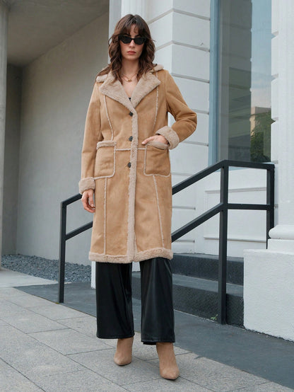 Anewsta Dual Pocket Teddy Lined Coat