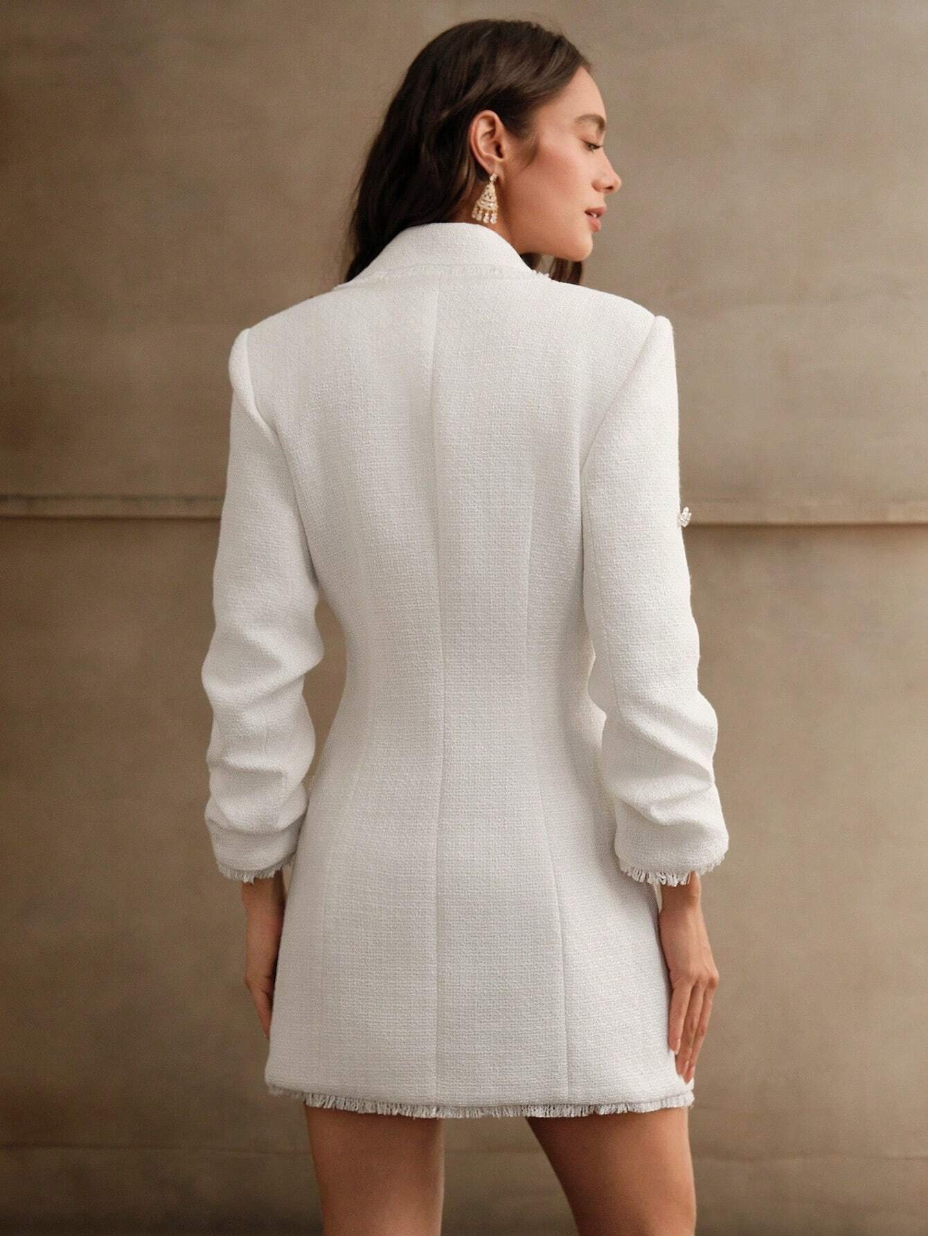 SHEIN Premium Luxe Buttoned Tweed Blazer Dress