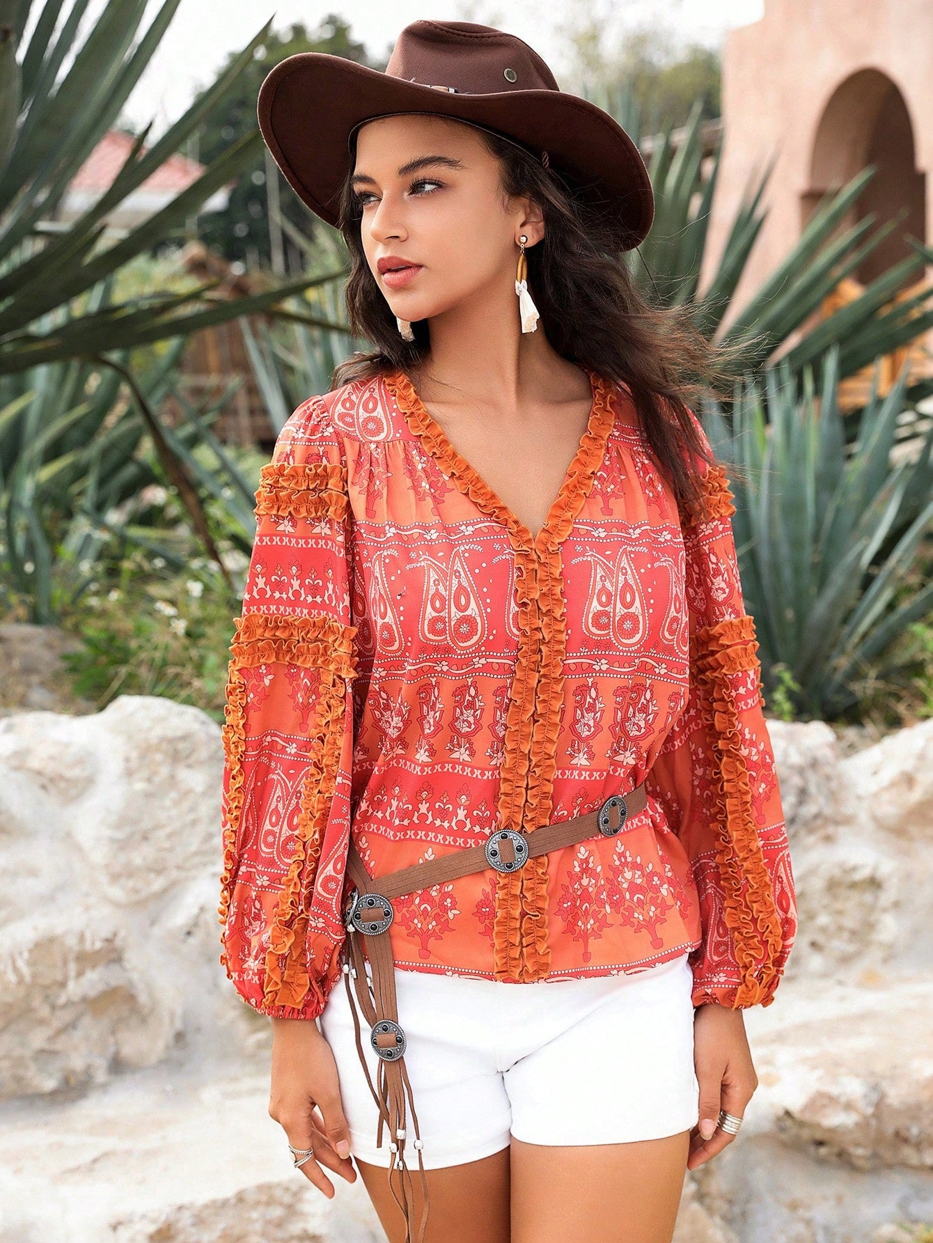 Shein Summer Paisley Shirt – Frill Detail