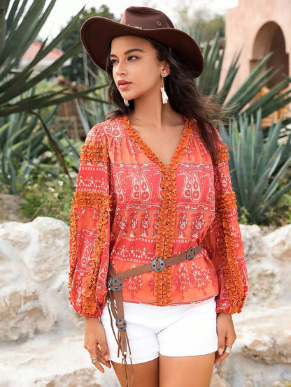Shein Summer Paisley Shirt – Frill Detail
