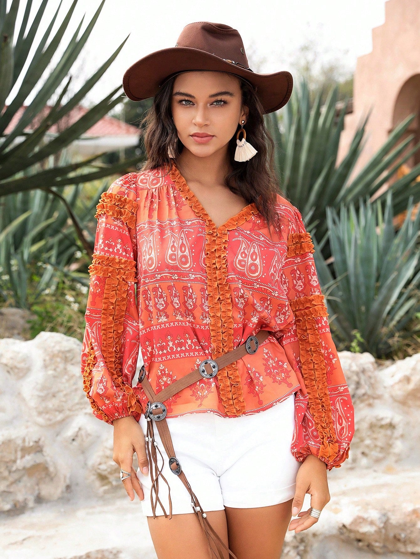 Shein Summer Paisley Shirt – Frill Detail