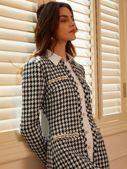 Aveloria Rosie Houndstooth Patchwork Long Dress