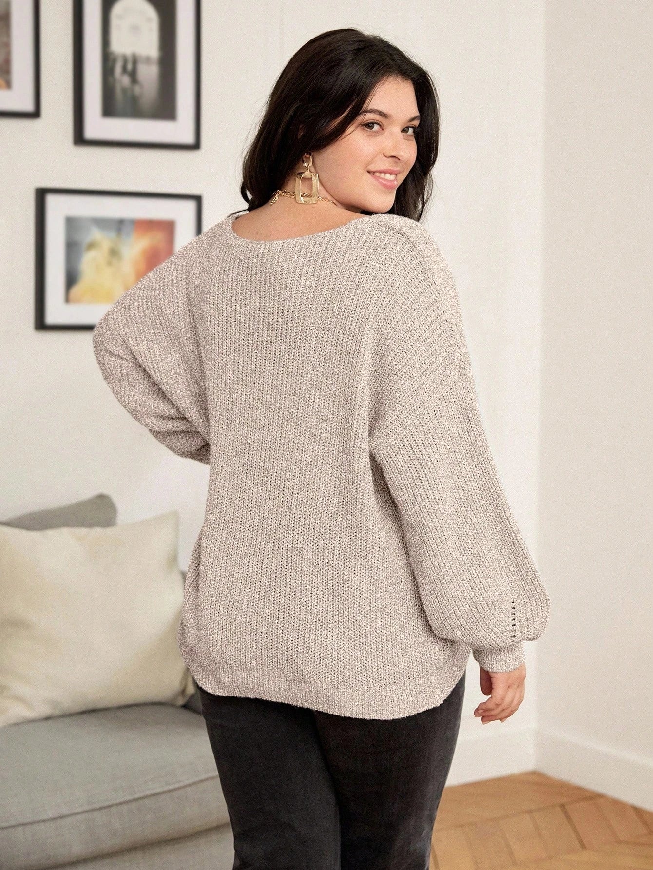 SHEIN Calvaya Oversized Hollow Knit Sweater