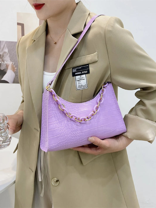 SHEIN Chain Decor Crocodile Embossed Bag