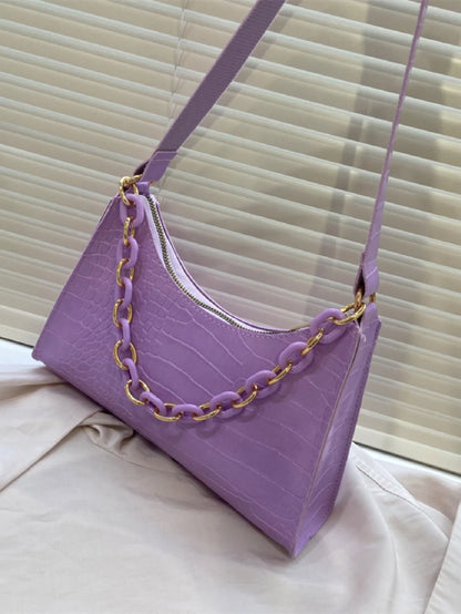 SHEIN Chain Decor Crocodile Embossed Bag