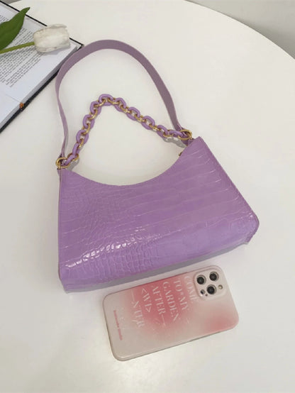 SHEIN Chain Decor Crocodile Embossed Bag