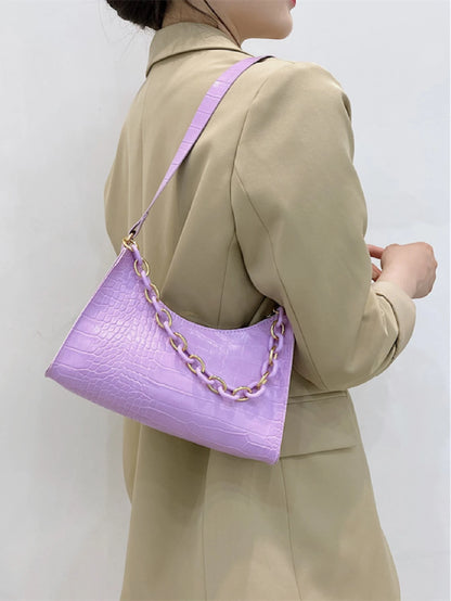 SHEIN Chain Decor Crocodile Embossed Bag