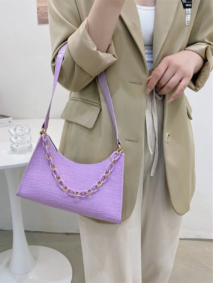 SHEIN Chain Decor Crocodile Embossed Bag