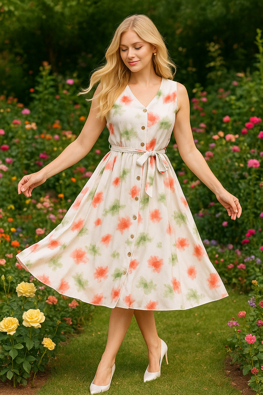 Shein Tie-Dye Sleeveless Button Dress