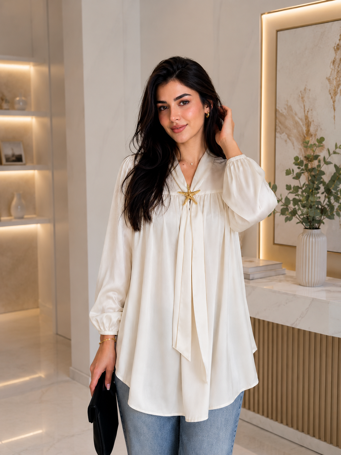 THE PEARL STARFISH SATIN BLOUSE
